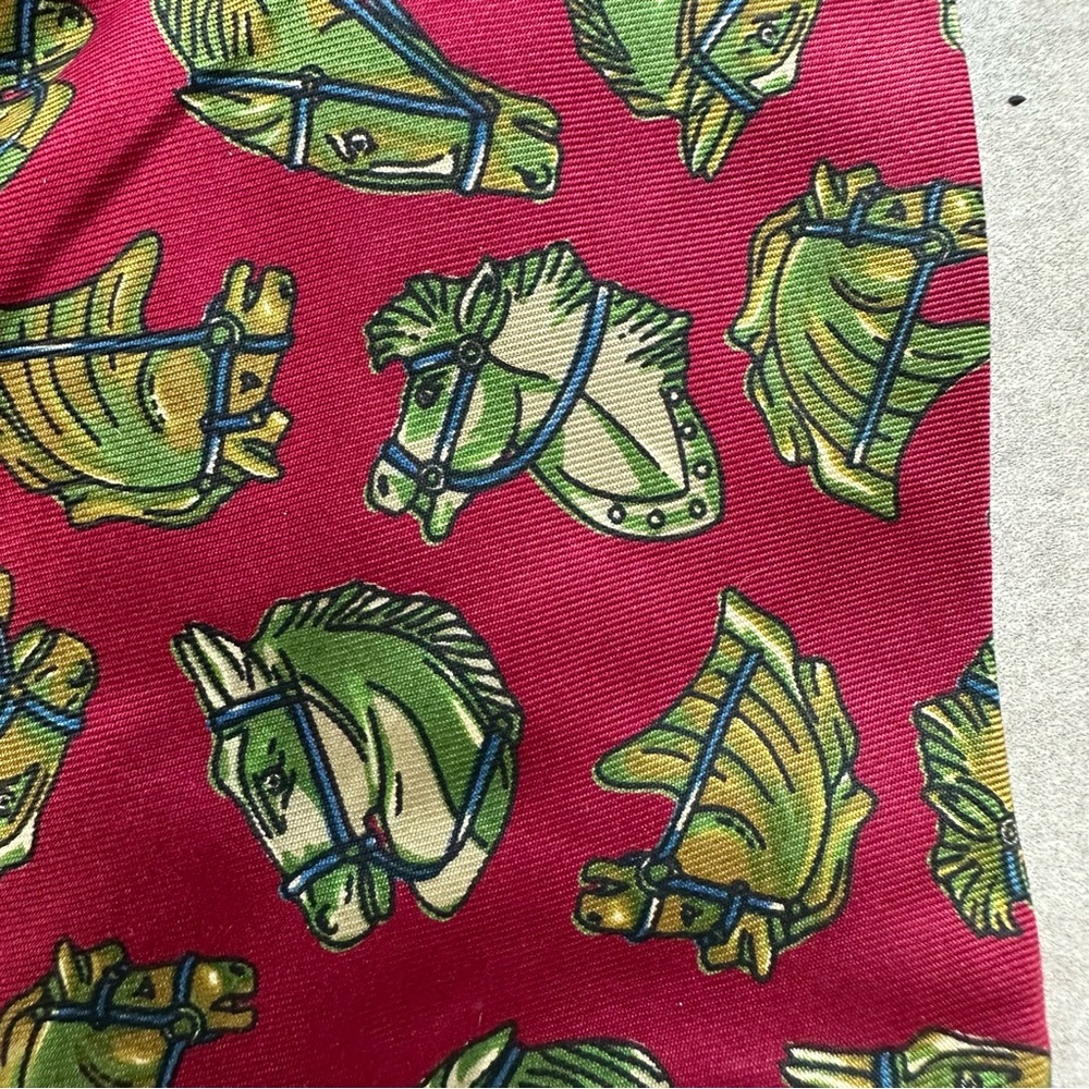 FENDI Vintage Pink and Green Horse Pattern Scarf - Picture 3 of 3